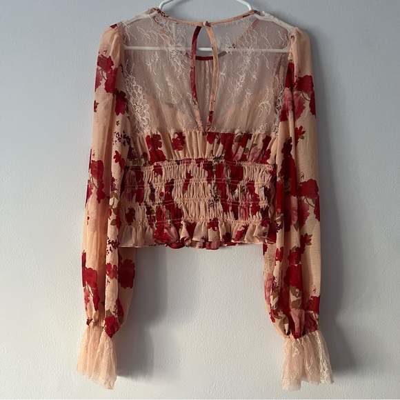 NWT Free People Daphne Cropped Smocked Romantic Blouse - Picture 8 of 15